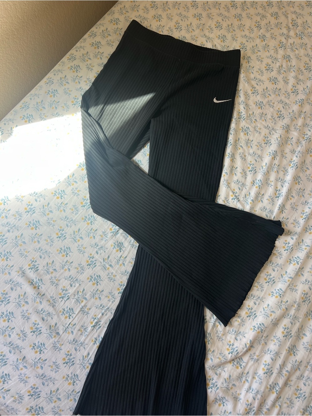 Nike Black Ribbed Flare Leggings